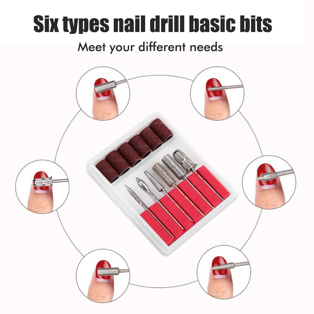 12pcsset Nail Drill Bits Sanding Bands File Kit 2.3mm (332in) Shank Diameter Grinding Head