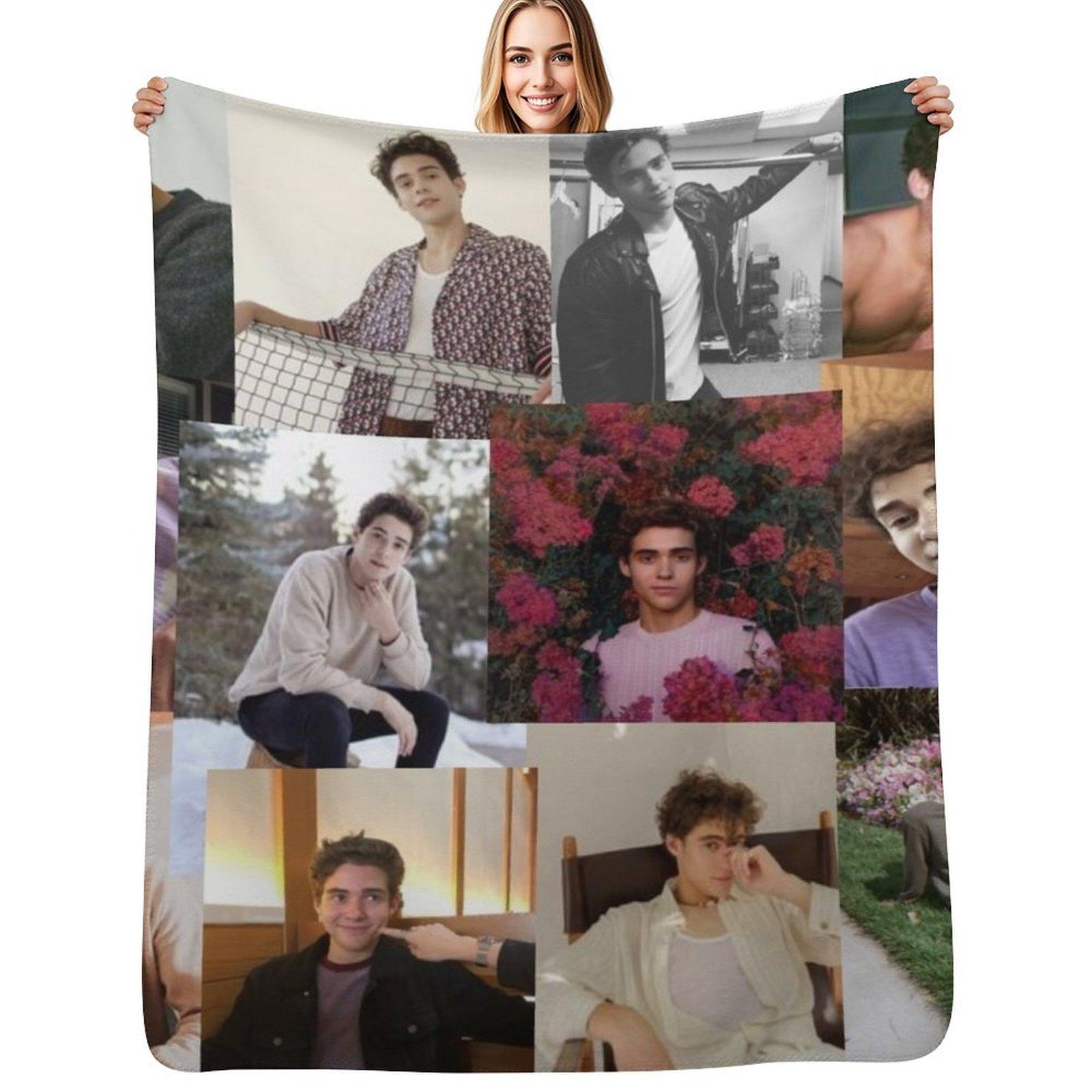 Joshua Bassett pic collage Throw Blanket Stylish Couch Blanket for Home Living Room Size: 75*100cm, Weight: 230 GSM