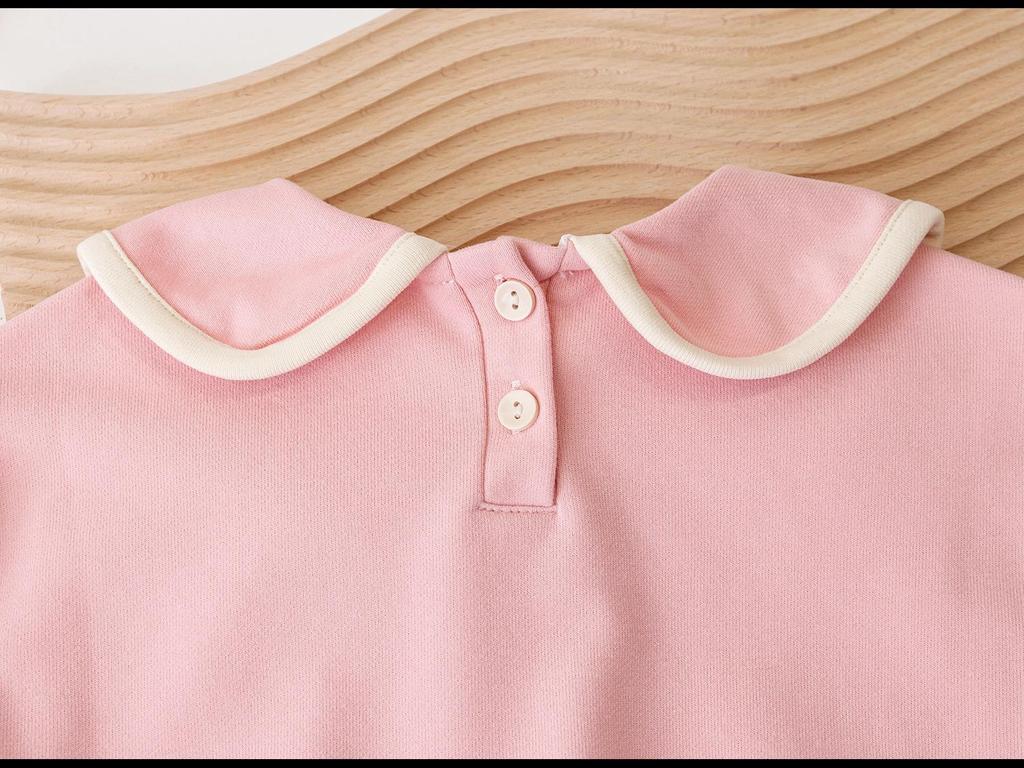 Korean-Style Spring Sweater for Baby Girls with Cute Lapel and Long Sleeves