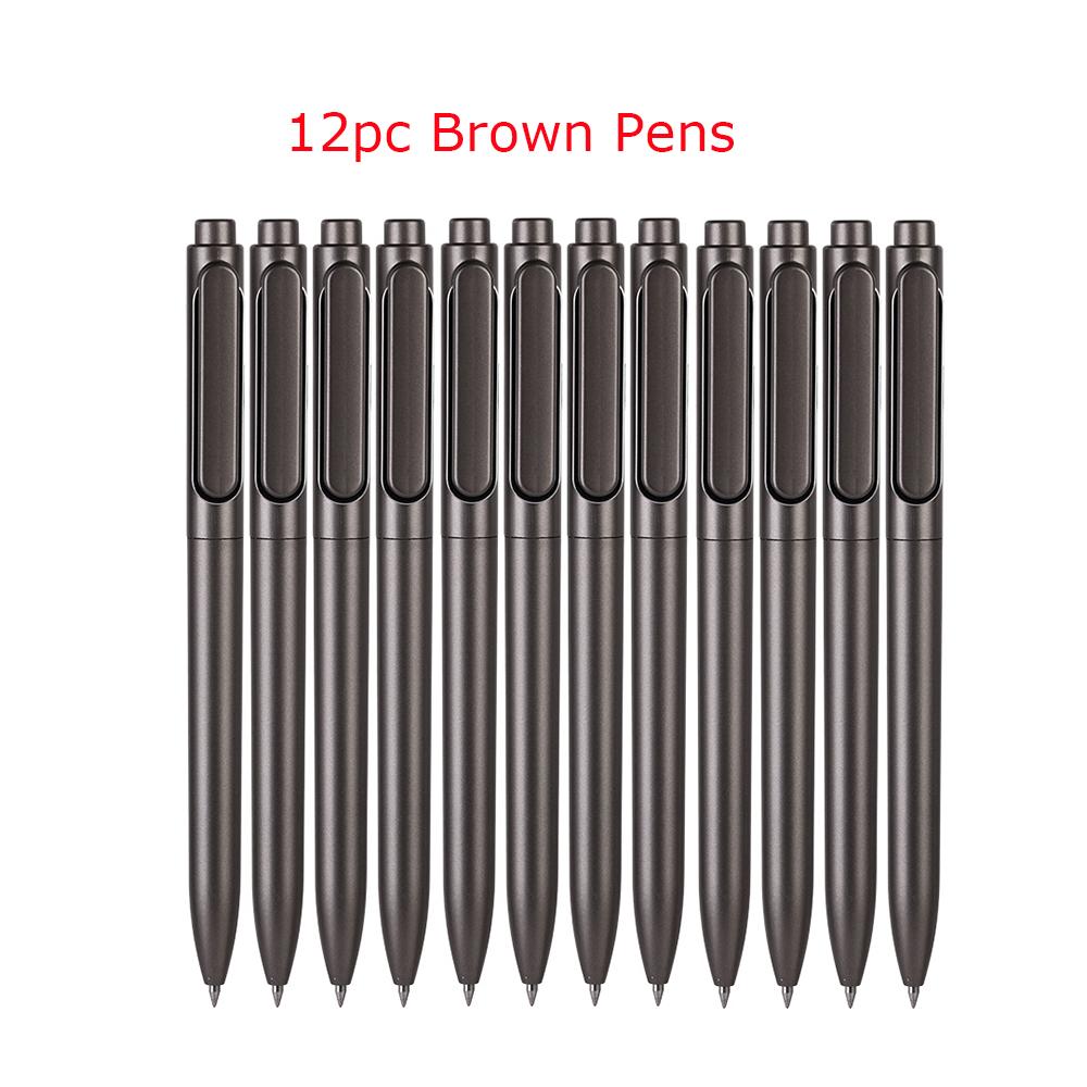 12pcs/lot Deli A12 Gel Pen 0.5MM Black Ink Sign Pen Push Bullet Pens for Office School Meeting Student Exam Stationery