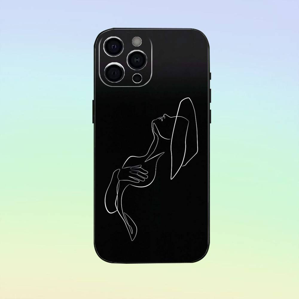 Sexy Line Minimalist Line Drawing Phone Case Silicone Soft For IPhone 17 16 15 14 13 12 11 Black Soft Silicone Case
