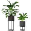 Metal Plant Pots Set of 2 with Hollow Design Flower Planters for Garden Balcony Black