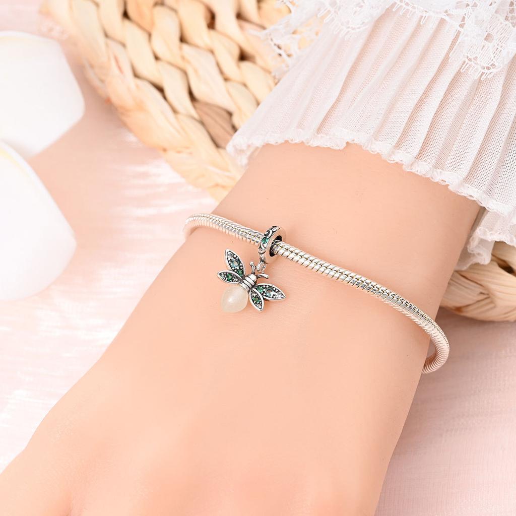S925 Silver Glow In The Dark Firefly Pendant DIY Craft Jewelry Making Supplies For Bracelet Necklace Beading