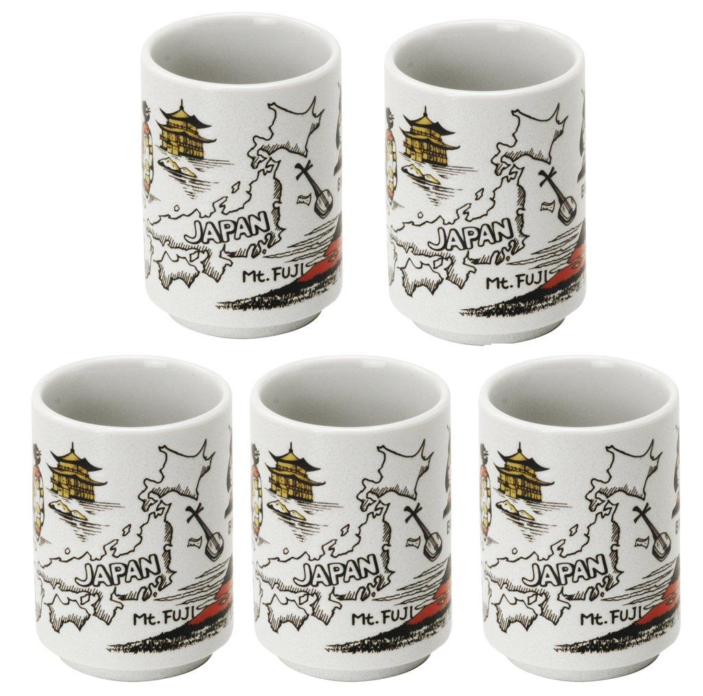 

Mino Ware Sushi Set of Approximately Diameter x Suitable for Home and Commercial Microwave and Dishwasher Made in Teacups, 5, 7.2cm 10.2cm Height,