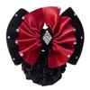 1Pcs Satin Bow Net Bun Hair Cover Barrette Net Elastic Hairnet Nurse Stewardess Bun Snood  for Women