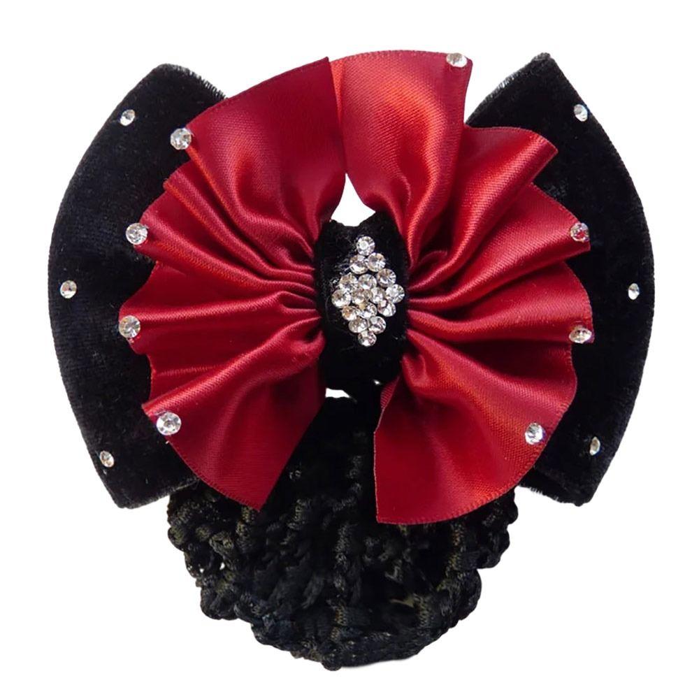 1Pcs Satin Bow Net Bun Hair Cover Barrette Net Elastic Hairnet Nurse Stewardess Bun Snood for Women