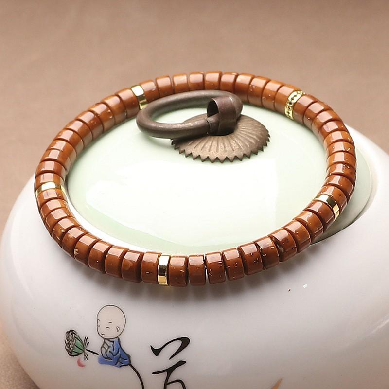 Natural Solid Golden Rat Bodhi Beads Bracelet Men Women Prayer Jewelry