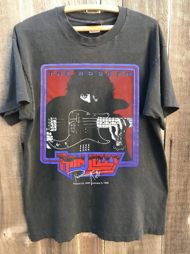Vintage 90’s Thin Lizzy Band Charcoal Short Sleeve Unisex T shirt Men Women Unisex T-Shirt XXXXL