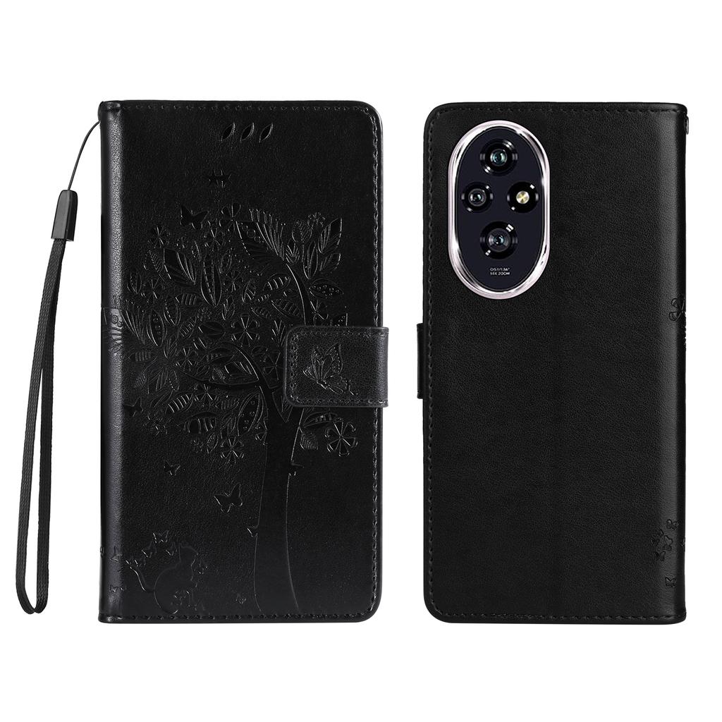 For Honor 200 5G Phone Case with Stand Cat Tree Pattern Leather Wallet Mobile Cover