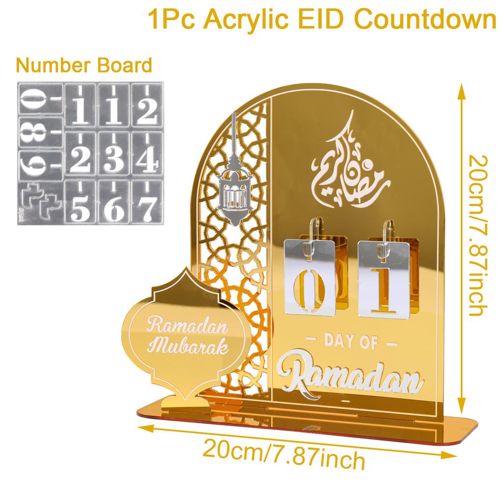 2024 Ramadan Countdown-Kalender Eid Mubarak Ornament Acryl Ramadan Kalender Muslim Party Dekoration Handwerk Eid Al-Adha Ornament