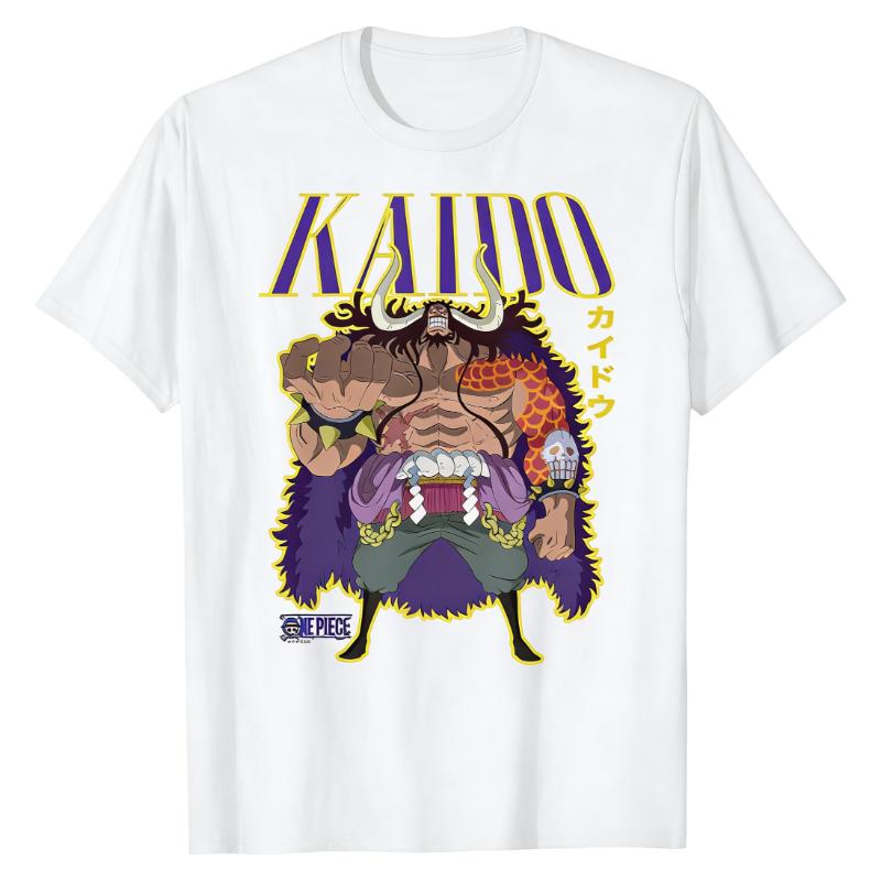 Kaido One Piece TShirt Beast Pirates Emperor Character Cotton Graphic Print Crew Neck Durable Trendy Street Style Fashion Tops S