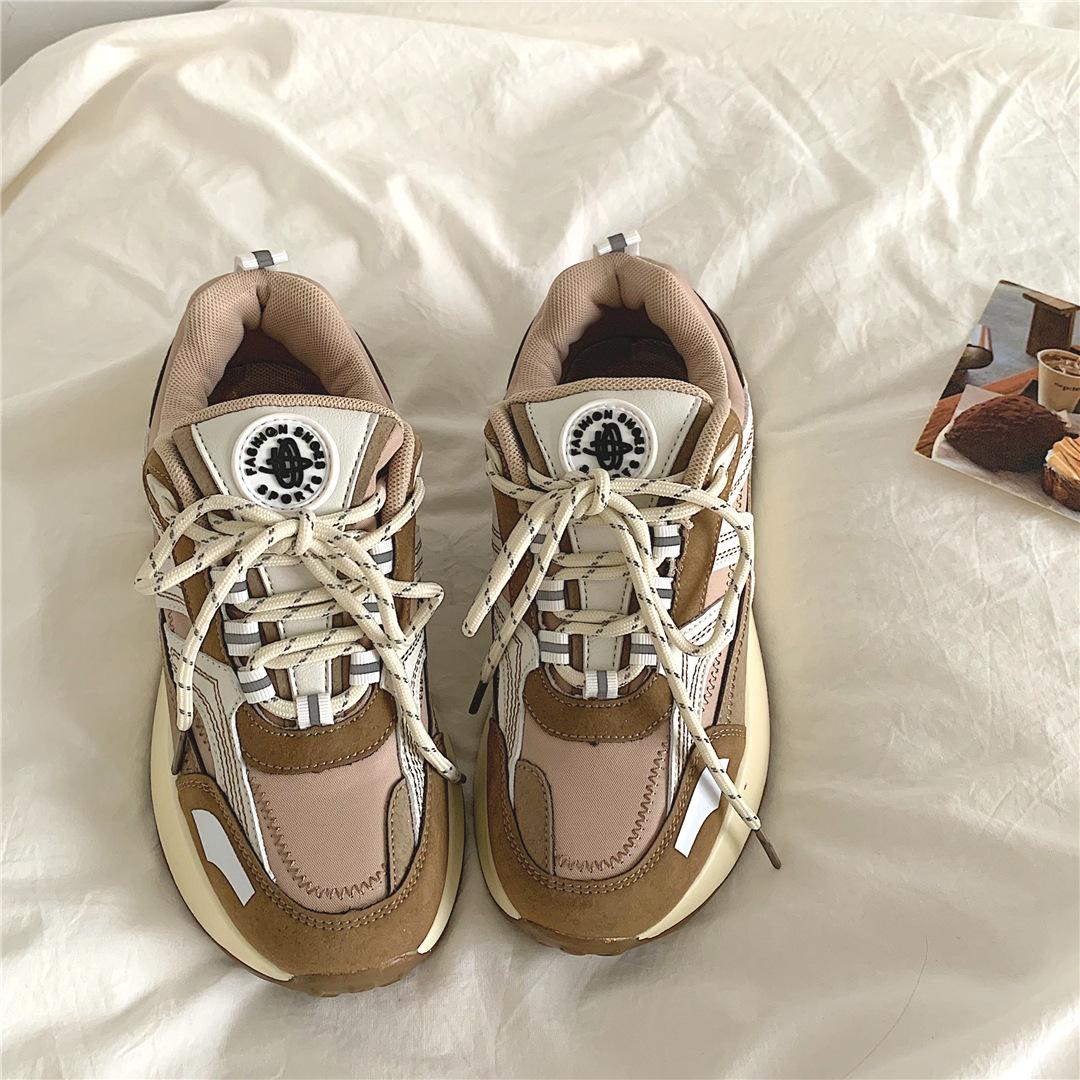 

Кроссовки женские с флисовой подкладкой осень-зима новые женские туфли на платформе универсальные повседневные туфли для женщин 36 бежевый