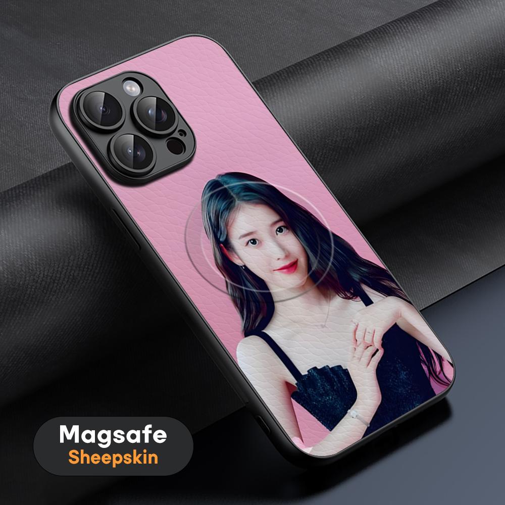 IU PopularStar Phone Case For iPhone 16 15 14 13 12 11 Plus Pro Max High-end Luxury Magsafe Sheepskin