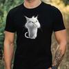 Unisexs Angry Cat Print Cotton Tshirt Size Xs To 5xl