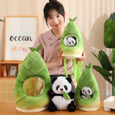 Celebridade da Internet Brotos de Bambu Panda Gigante Boneca de Pelúcia Fofa Bambu Tubo de Bambu Boneca Panda Mochila Presente Dia das Crianças