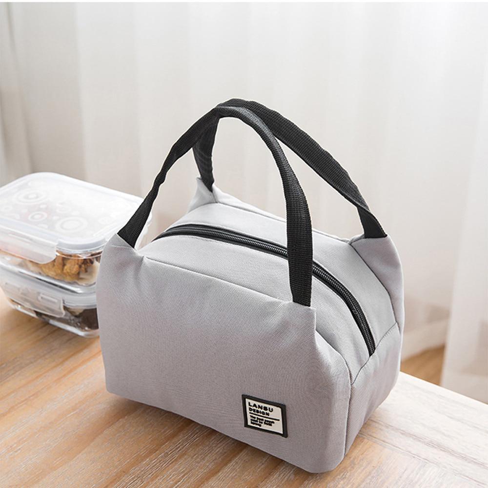 Portable Lunch Bag Ice Bag Lunch Box Bags Thermal Bag Bento Pouch Lunch Container School Food Box Beige