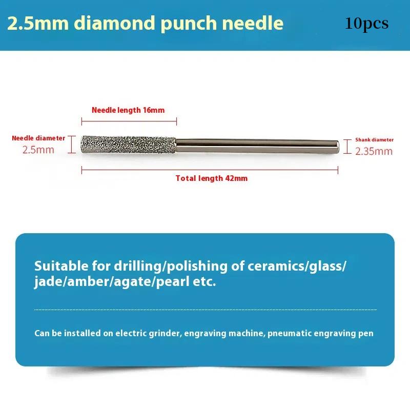 10 stuks 0,8/1/1,2/1,5/1,8/2/2,5 mm Diamantgecoate Boorbitjes met 2,35 mm Schacht voor Glas Jade Sieraden Slijpen en Polijsten