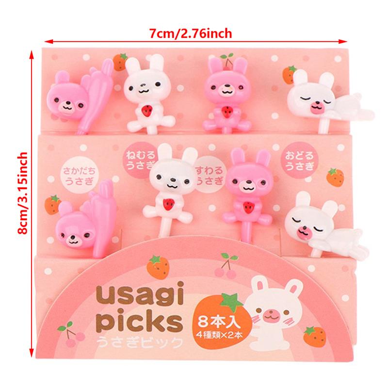 8Pcs/Set Mini Kids Animal Fruit Fork Cartoon Snack Cake Dessert Food Fruit Toothpick Lunch Party Decoration Bento Box Accessories Animal Fruit Picks