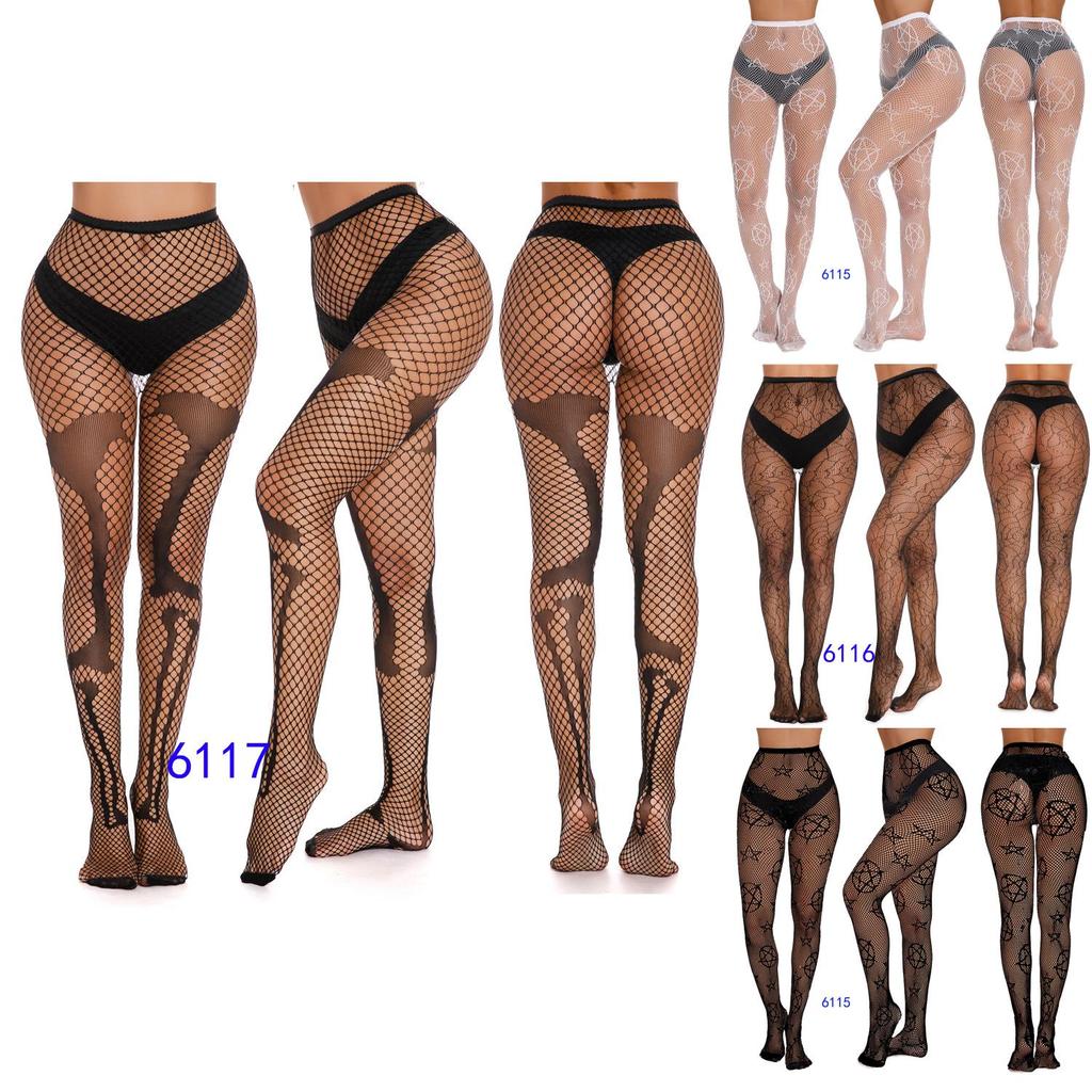 Halloween Mesh Stockings Set Featuring Adorable Skull Design For Young Adults**