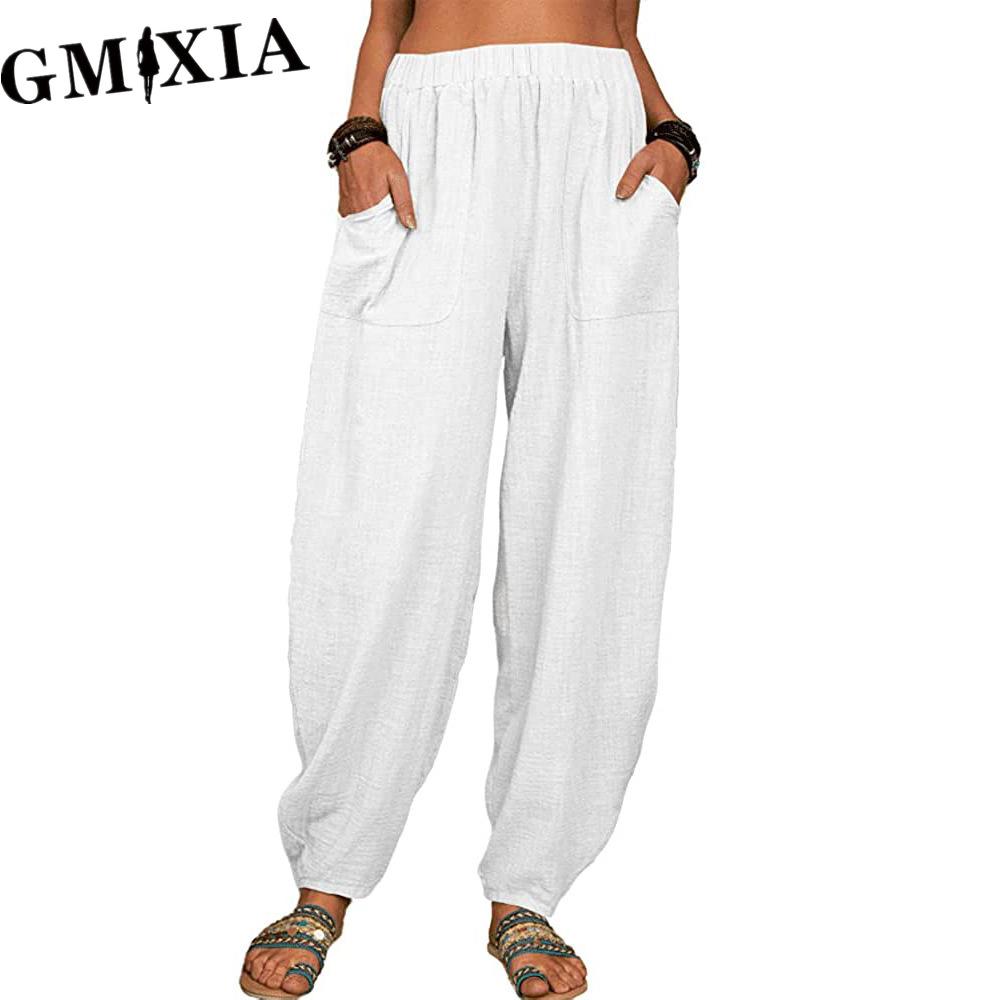 GMXIA Damenmode Lässige Hosen und Caprihosen mit einfarbigem Druck