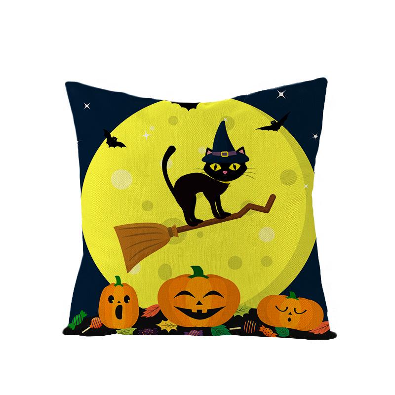 Halloween Pillowcase New Pumpkin Black Cat Series Sofa Cushion Waist Pillowcase Home