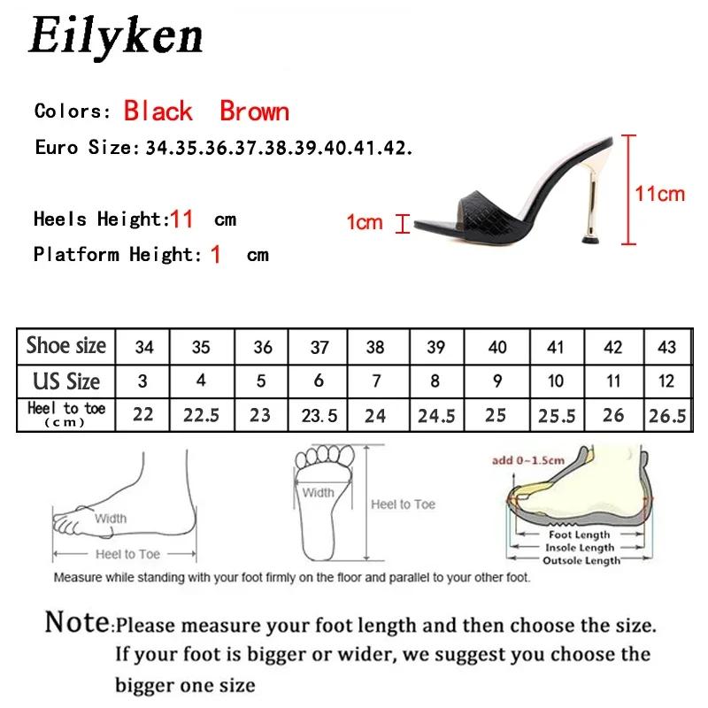 Fashion Eilyken Summer Womens Slippers Fashion Snake Print Leather Pointed Toe Ladies Shoes Stiletto High Heel Sandals Size 41 42