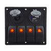 Gang Circuit LED Car Marine Waterproof 5 Pin Boat Rocker Switch Panel with Fuse Dual USB Slot + Power Socket Breaker Voltmeter