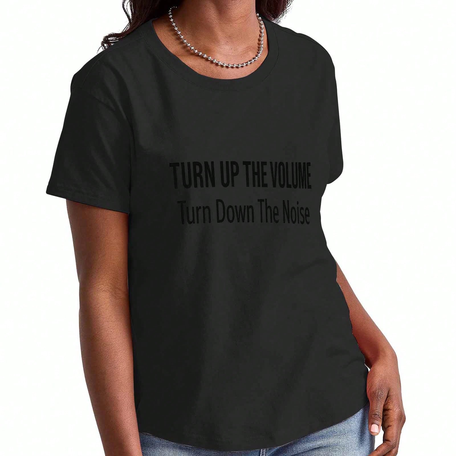 Turn Up The Music Wounisex s Cotton T Shirt, Premium Cotton Graphic, Durable, Casual And Fashionable. Featuring Turn Up The Music, Ignore The News Quo S разноцветный