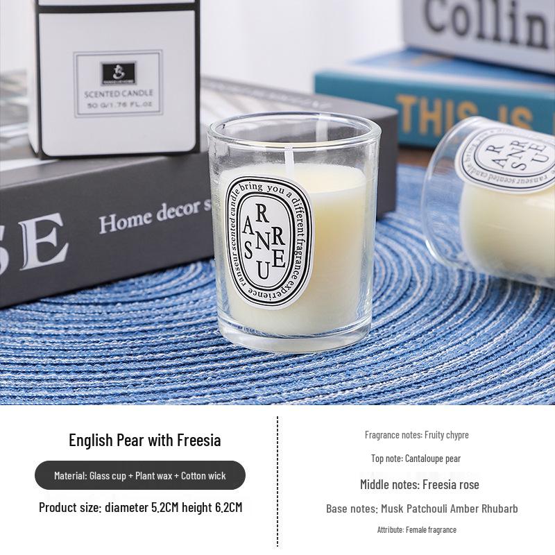 

Подарочный набор ароматических свечей N - Элегантный стеклянный стакан для дома и вечеринки English Pear & Freesia прозрачный