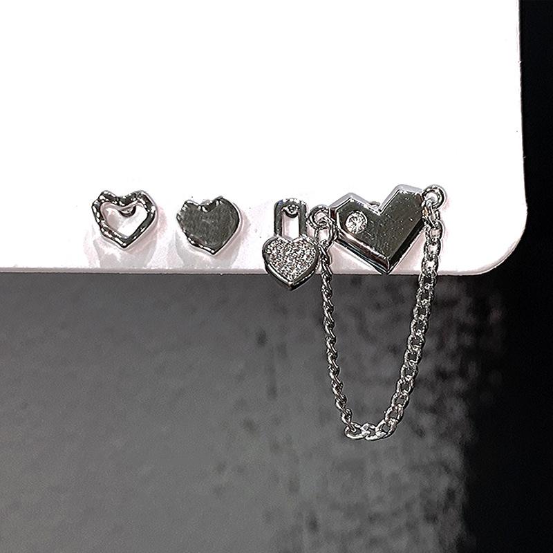 

New Cross Star Stud Earrings for Women Rhinestone Pearl Set Cool Charm Aesthetic Buckle Earrings Korean Fashion Jewelry
