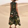 Women's Summer Casual Fashion Floral Print Sleeveless Pocket Dress