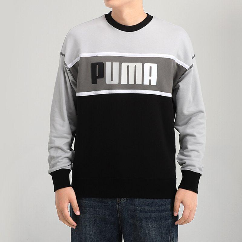 PUMA Sweatshirts Men's Black Gray Color Crew Neck Moderate Regular 530710-01