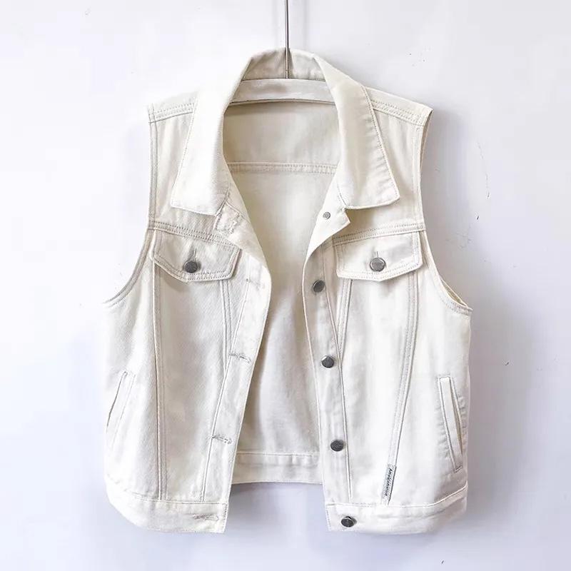 Vest Denim Women Summer Solid Color Casual Undershirt Sleeveless Jacket Tops