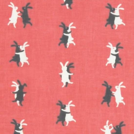 Somenoanbo Tenugui Waltz Authentic Dyed Cotton Tokuoka Made In Japan 35cm X 100cm "Rabbit Peach" 100%