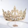 Baroque Vintage Royal King Crowns For Men Full Round Sliver Big Gold Tiaras And Crowns Prom Party Costume Hair Accessories Men