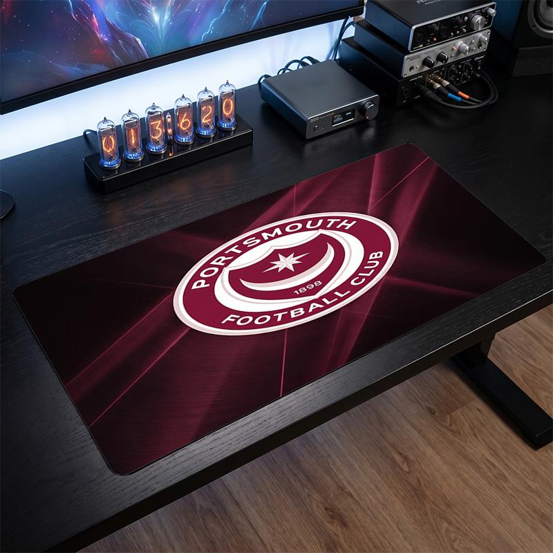 Portsmouth FC Theme Pattern Mouse Pad, Soccer Logo Design XXL Gaming Desk Mat Non-Slip Computer Mouse Pad