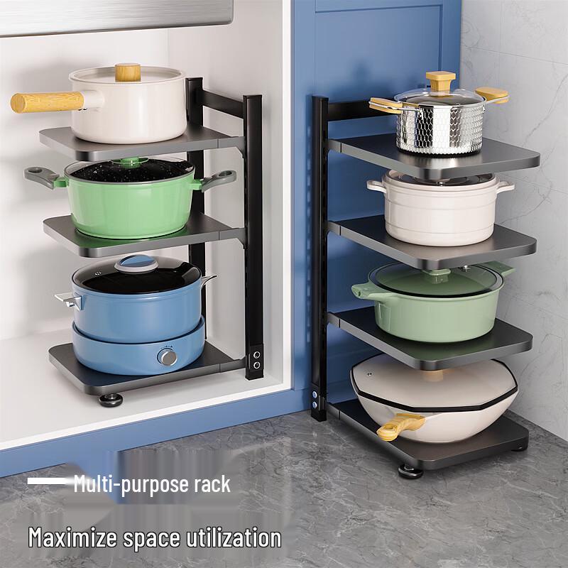 No-Drill Adjustable 4-Tier Kitchen Storage Shelf