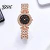 Sparkling Rhinestone Bracelet Luxury Women Watch Round Dial Quartz Analog