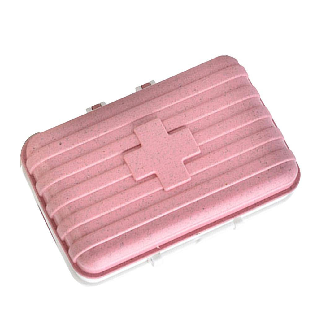 Travel Medicine Organizer Box Wheat Straw 6 Compartments Portable Biodegradable Small Medicine