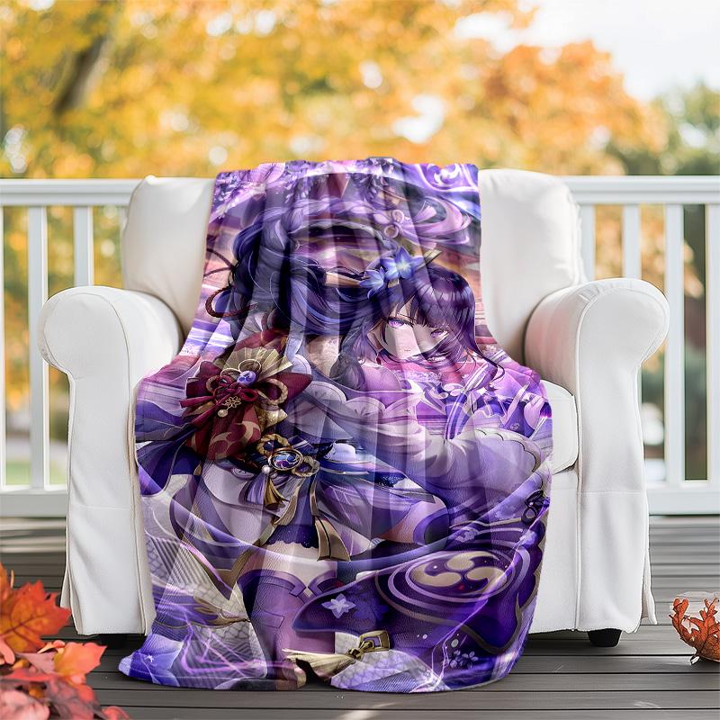 1pc Genshin Impact Beelzebul2 Theme Blanket - Digital Print, Polyester, Cozy for All Seasons, Perfect for Outdoor, Camping, and Travel