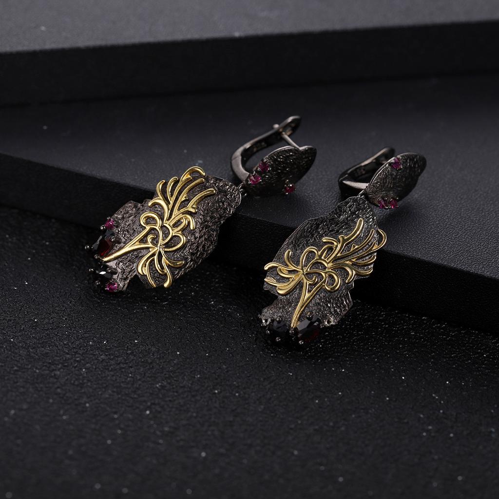 Original Designer High-End-Edelstein-Ohrringe, personalisiertes Design, S925-Silber, natürliche Rosen-Granatapfel-Ohrringe