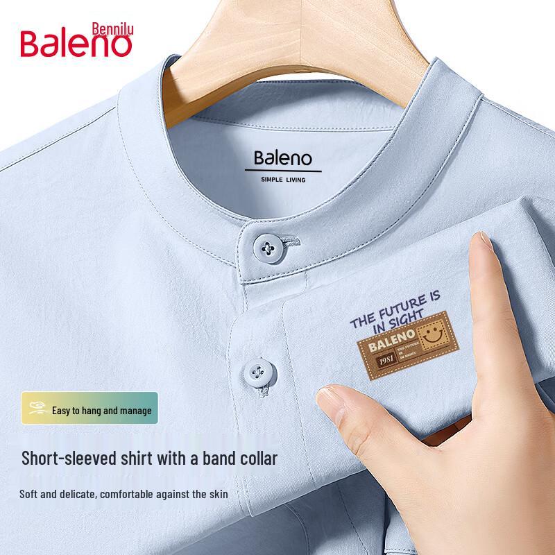 Baleno Men s Henry Collar Short Sleeve Casual Shirt