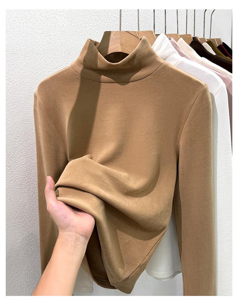 Women's 2025 Warm High-Neck Base Layer Top, Thickened Silk with Lambswool Lining