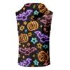 Men's Halloween Print Hooded Tank Top Casual Sleeveless Vest with Pockets Drawstring