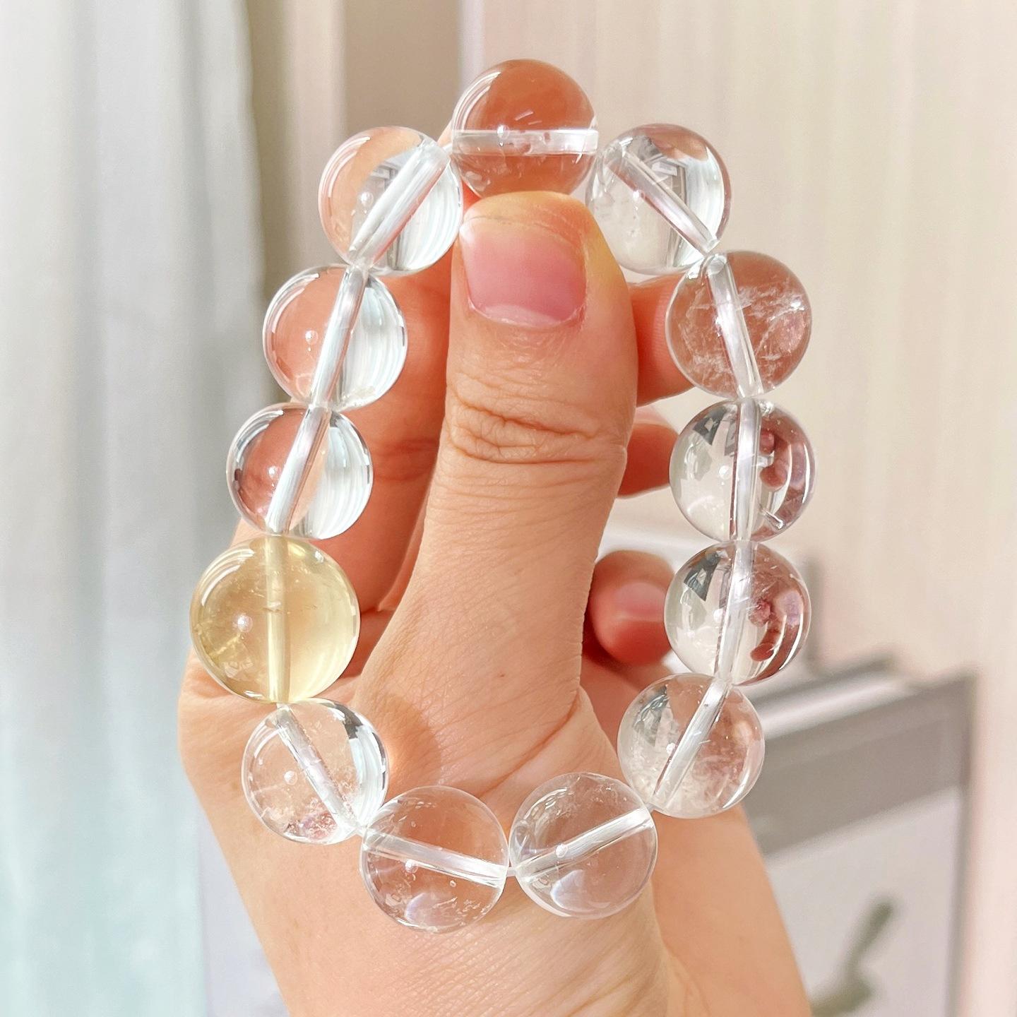 14Mm High Quality Natural White Crystal Lemon Citrine Bracelet Bracelet
