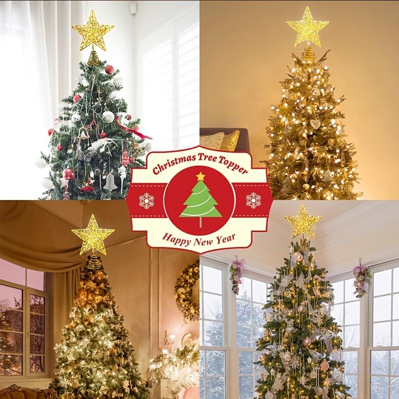 high quality1 Pc Star Christmas Tree Toppers Lighted, Glitter Star Tree Topper Lighted With LED Lights For Xmas Tree Decorations, Holiday Party