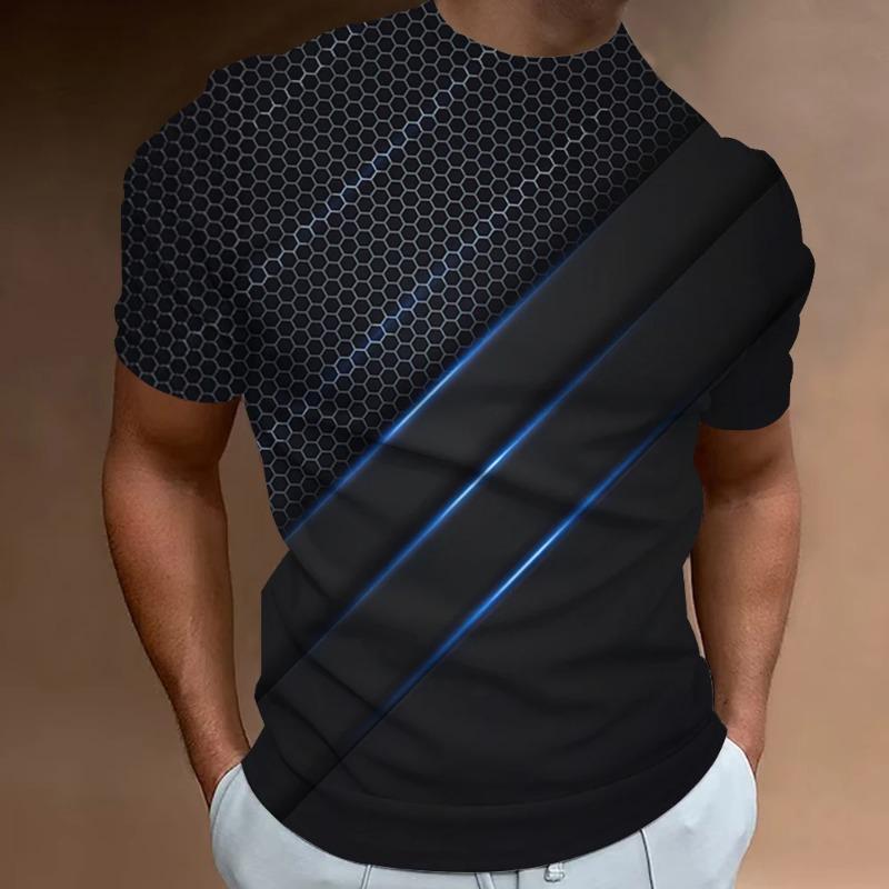 Funny Men's T Shirt Tops 3d Abstract Geometry Print T-Shirt For Men Summer Trend Simple Loose Tee Casual Breathable Man Clothing