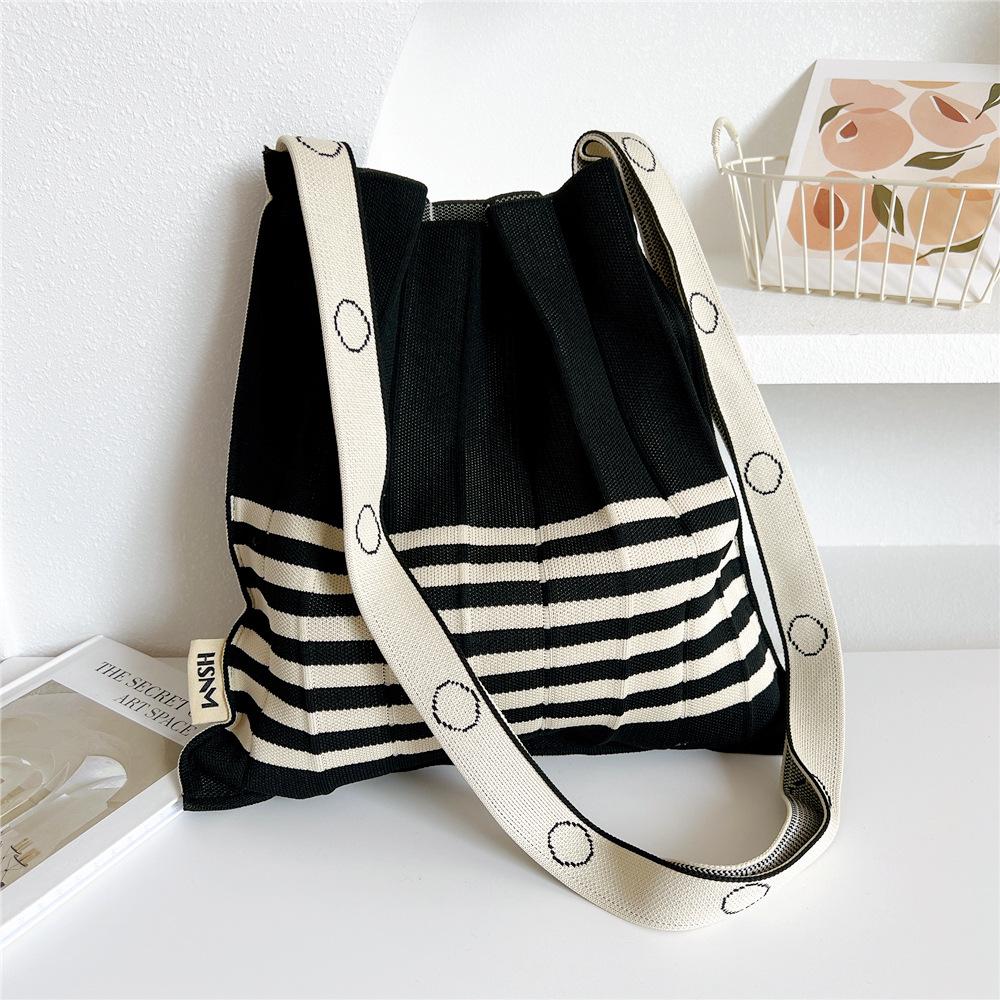 INS Accordion Pleated Crossbody & Shoulder Bag - Knitted, Foldable, Fashionable Design from Korea