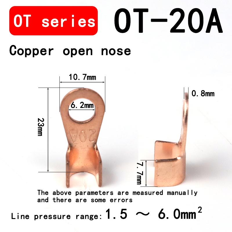 10/50PCS Copper OT Terminal Non-Insulated Wire Connector Bare Electrical Cable Terminals Lug Battery Ring Crimp Terminal 10-400A