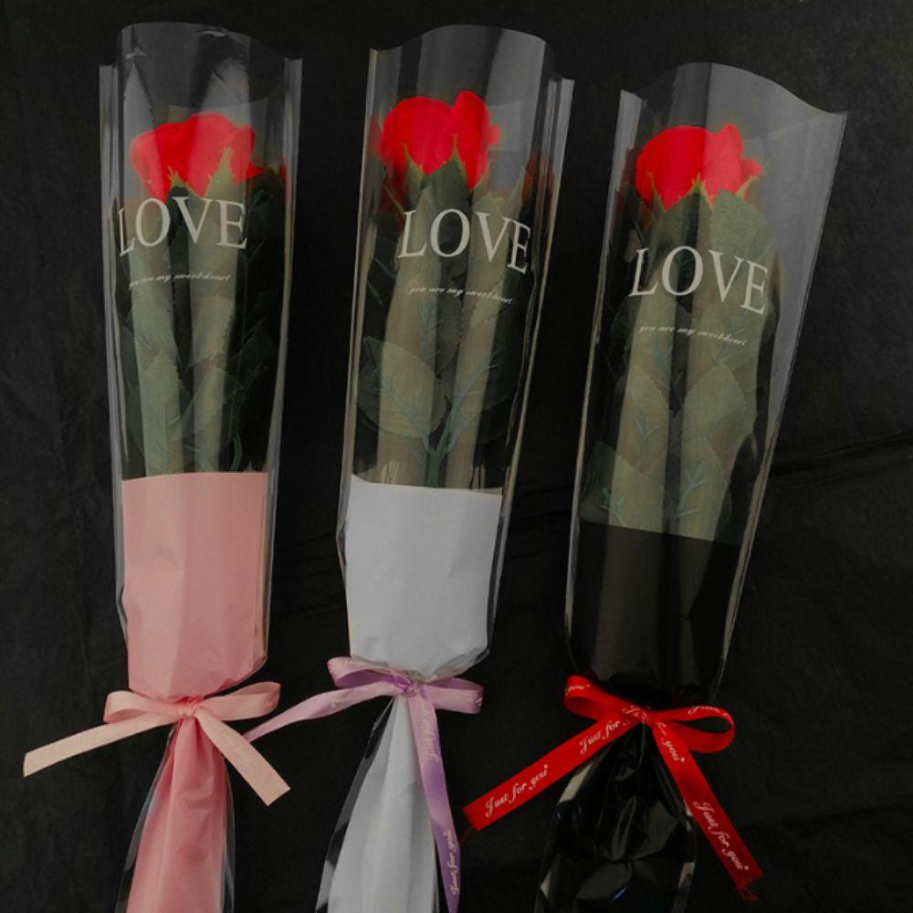 50Pcs Single Flower Flower Wrapping Bag Love Single Rose Sleeves New Bouquet Wrapper  Party Supplies